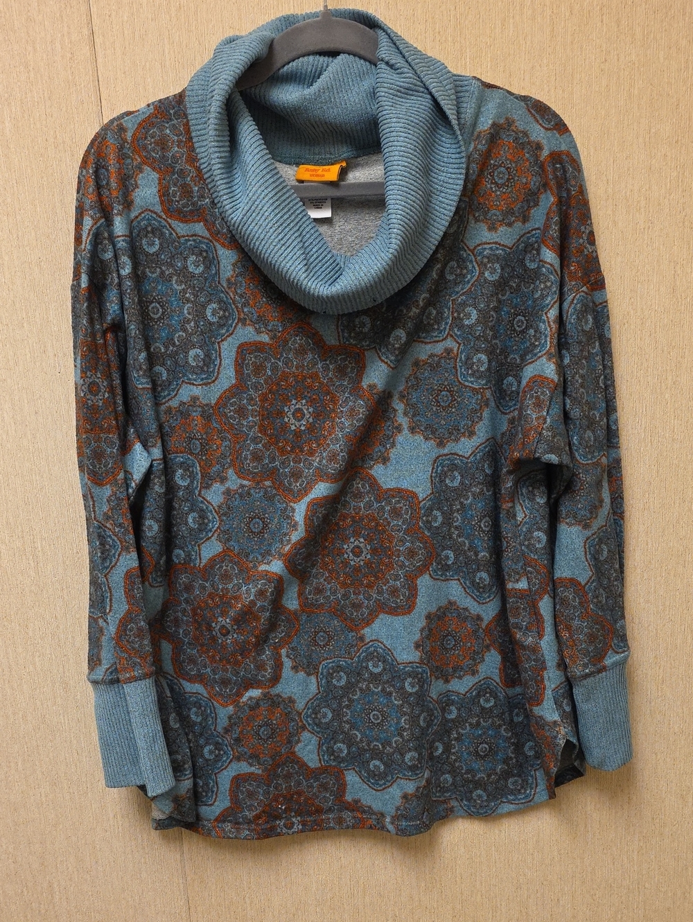 Ruby Rd. Teal Ribbed Cowl Neck Sweater - Picture 1 of 9
